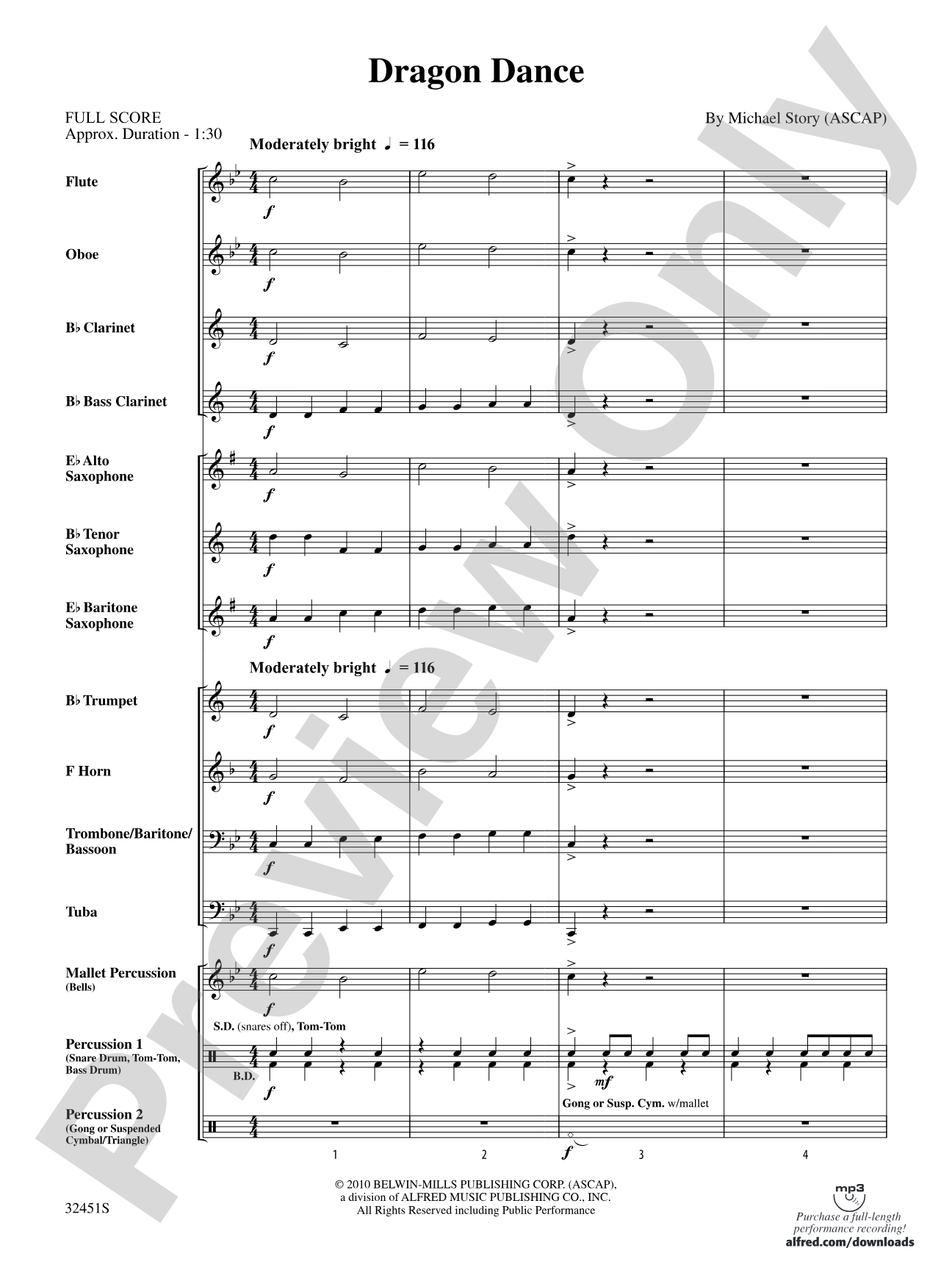 Dragon Dance: Concert Band Conductor Score & Parts