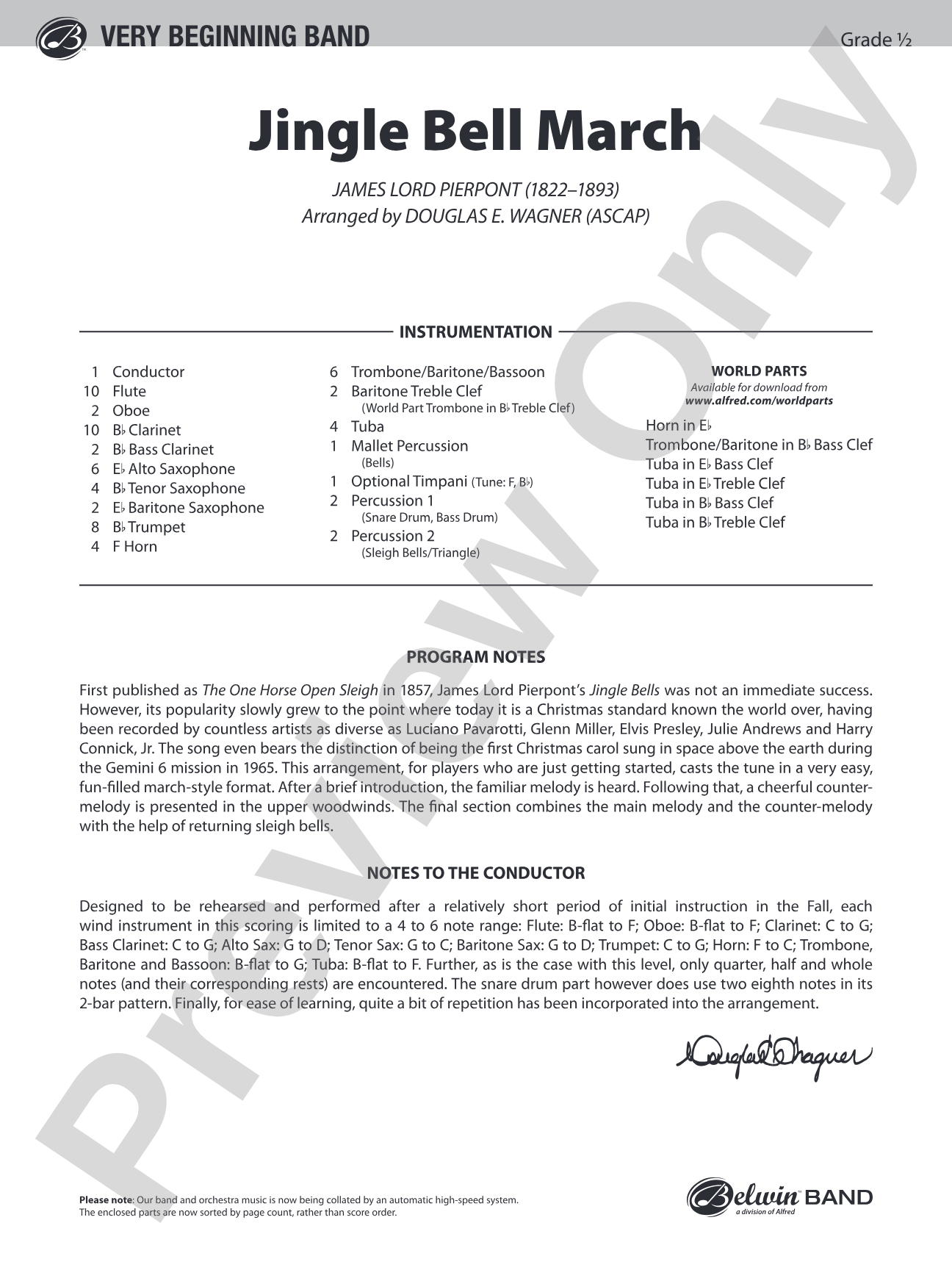 Jingle Bell March: Concert Band Conductor Score & Parts