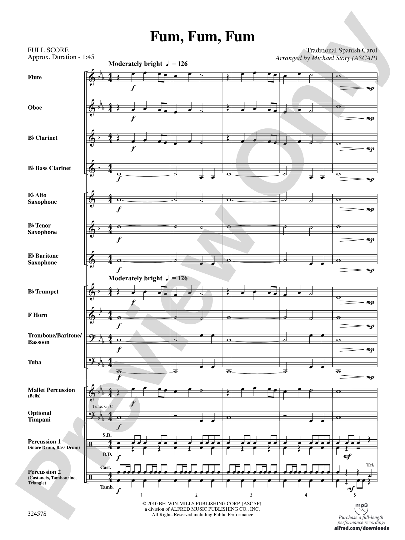 Fum, Fum, Fum: Concert Band Conductor Score & Parts