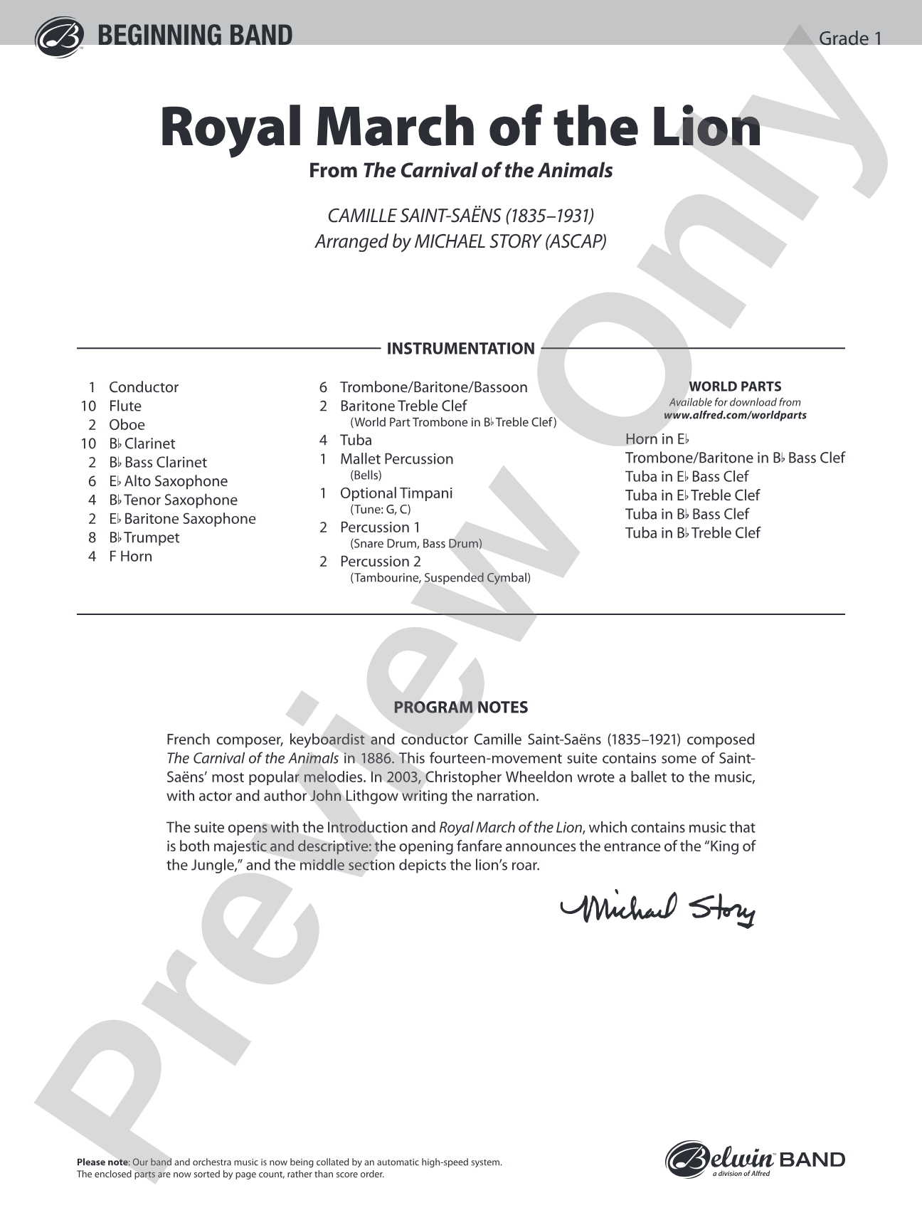 Royal March of the Lion: Score