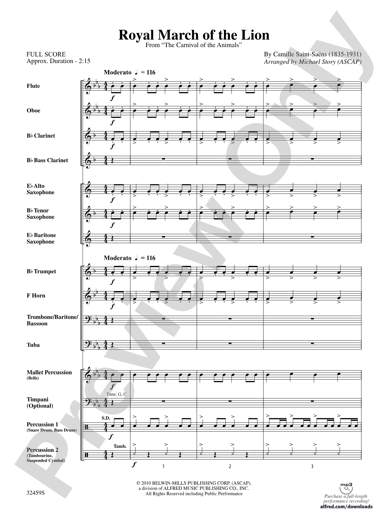 Royal March of the Lion: Score