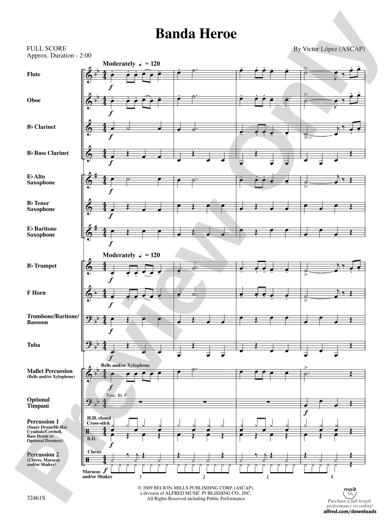 Banda Heroe: Concert Band Conductor Score & Parts