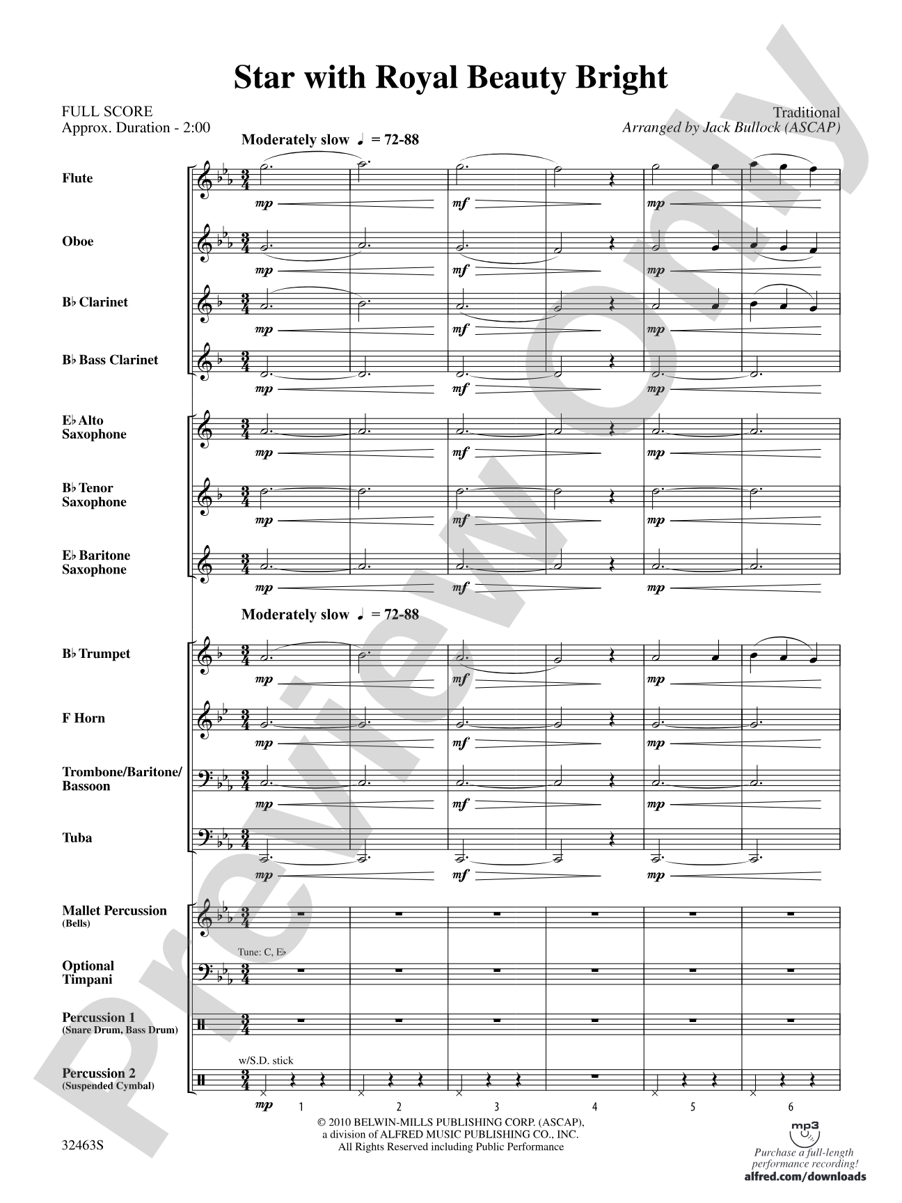 Star with Royal Beauty Bright: Concert Band Conductor Score & Parts