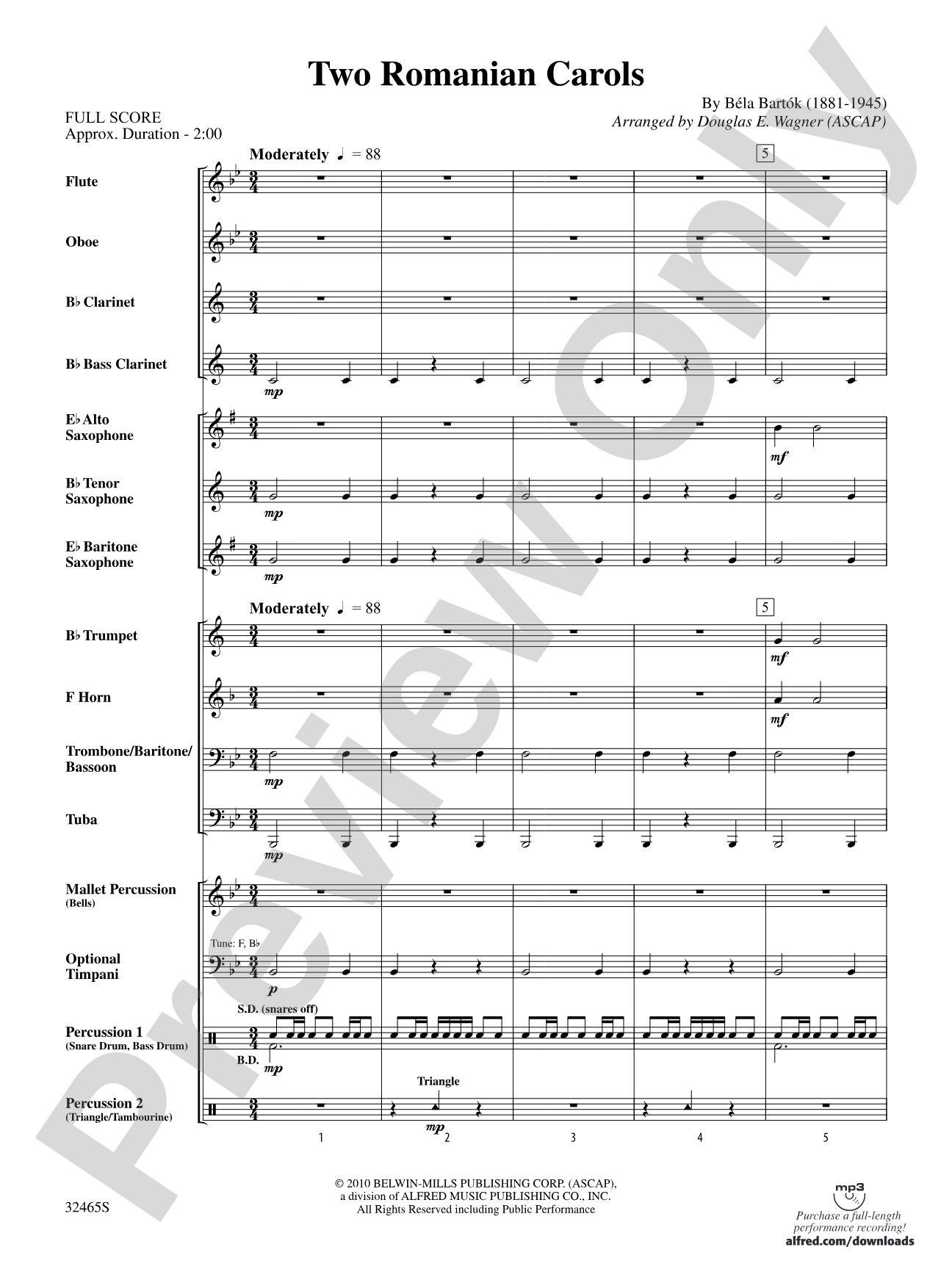 Two Romanian Carols: Concert Band Conductor Score & Parts