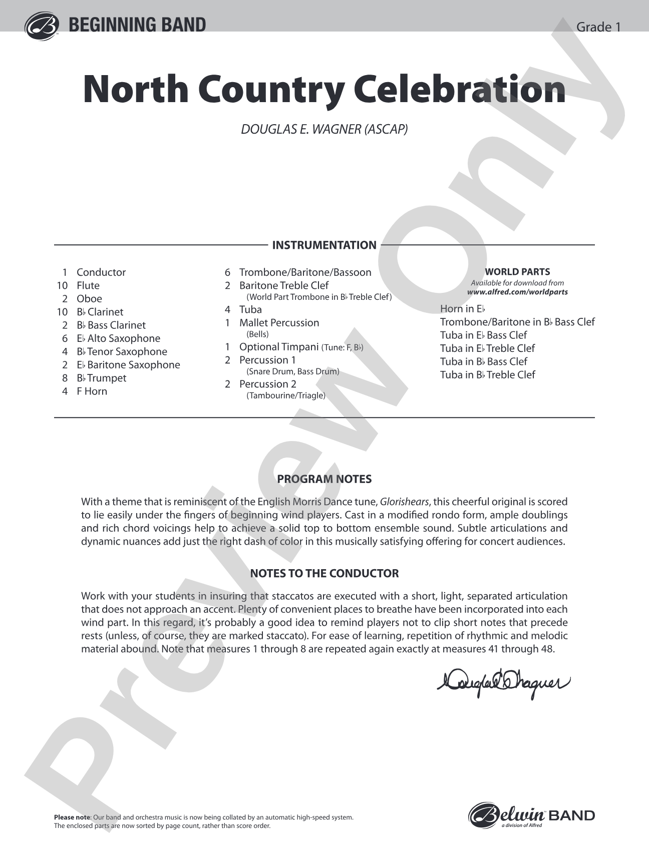 North Country Celebration: Concert Band Conductor Score & Parts