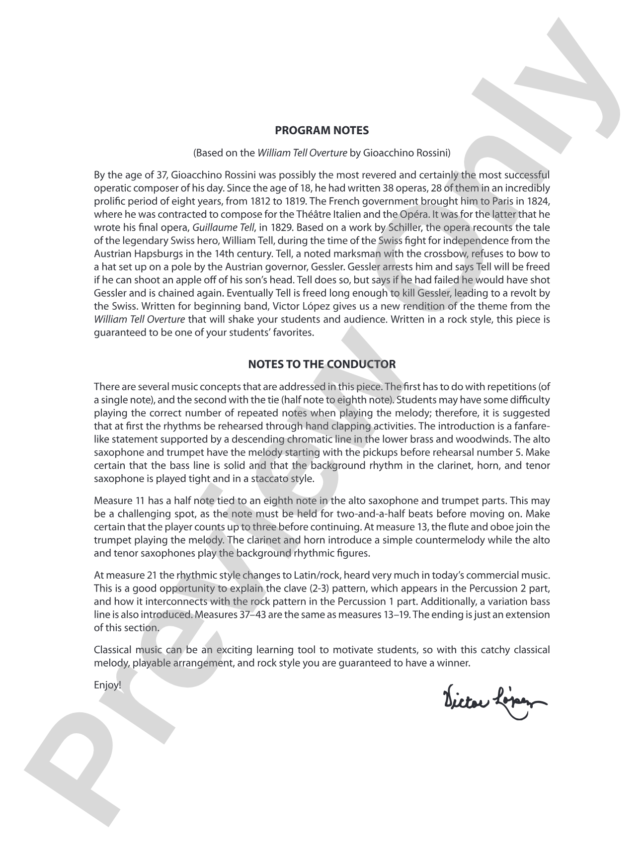 William Told Too Much: Concert Band Conductor Score & Parts