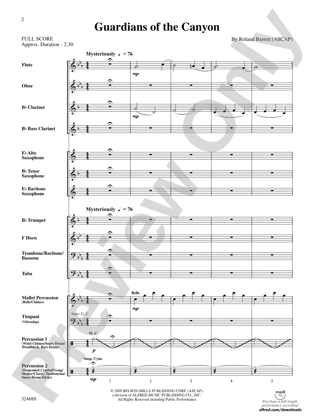 Guardians of the Canyon: Concert Band Conductor Score & Parts