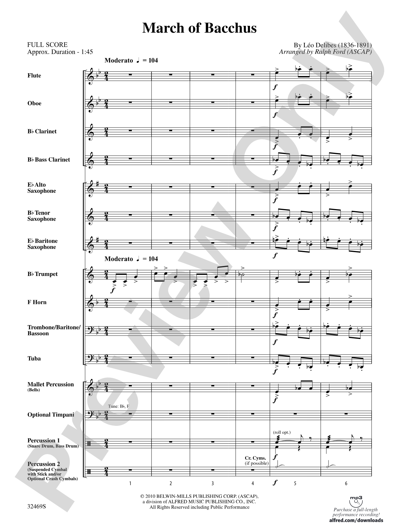 March of Bacchus: Concert Band Conductor Score & Parts
