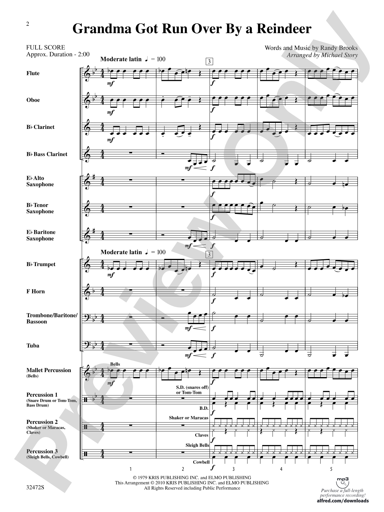 Grandma Got Run Over by a Reindeer: Concert Band Conductor Score & Parts