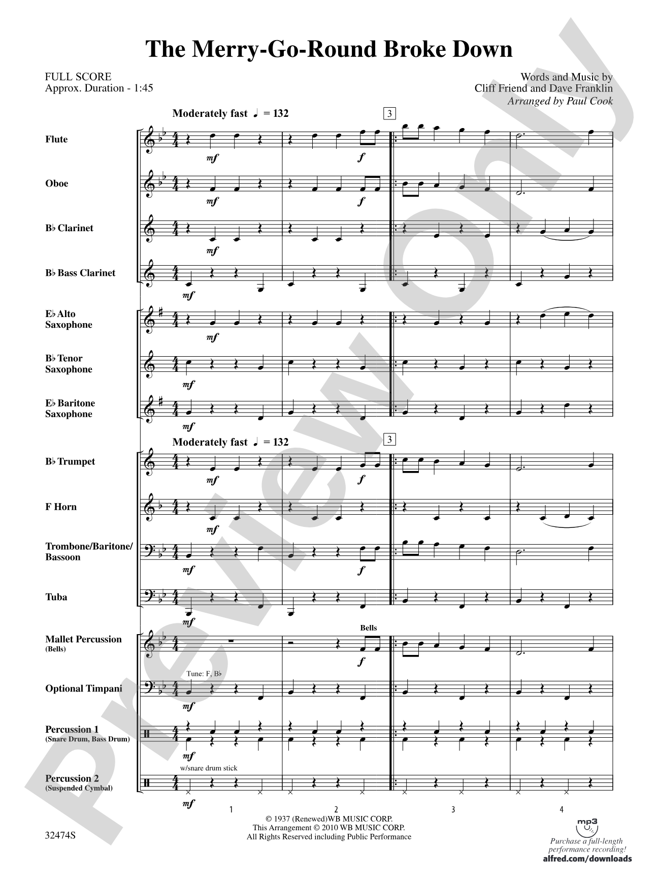 The Merry-Go-Round Broke Down: Concert Band Conductor Score & Parts