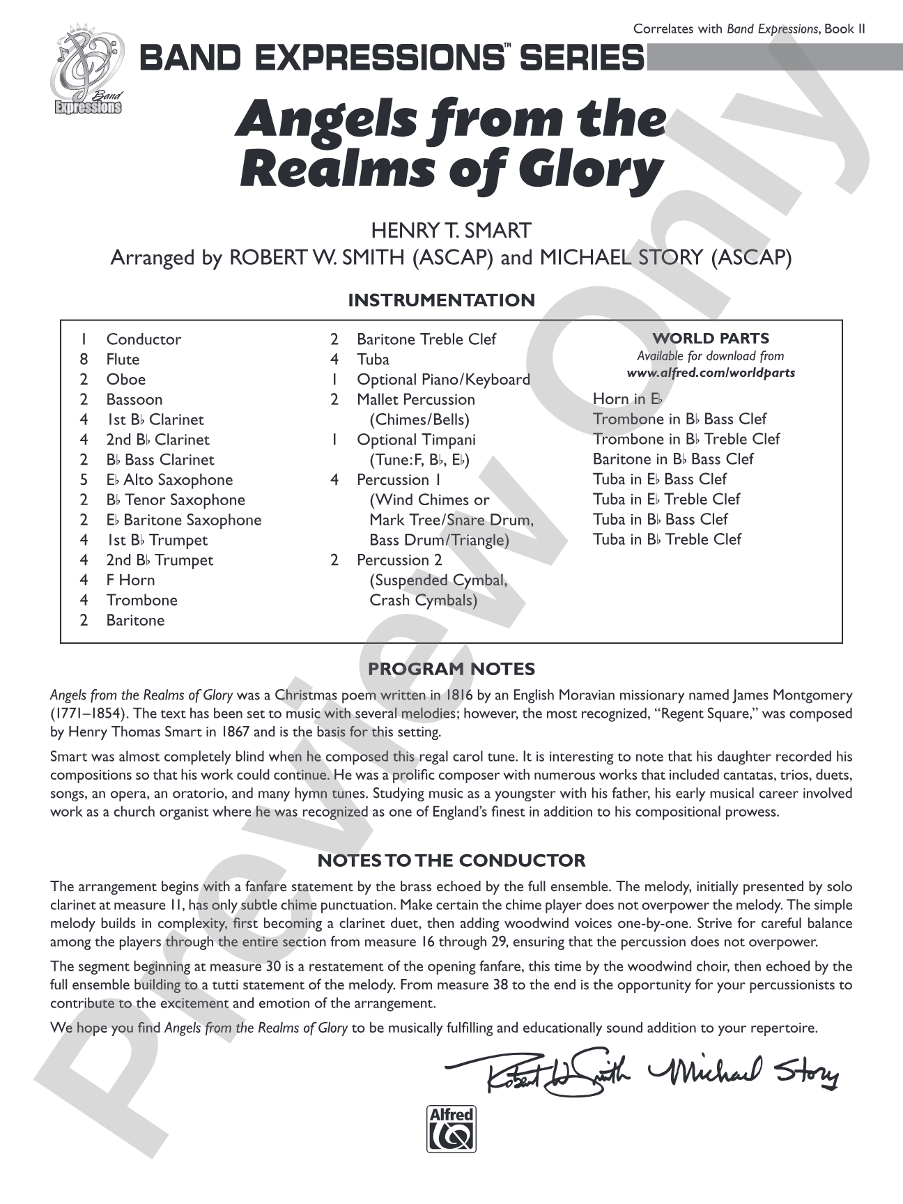 Angels from the Realms of Glory: Concert Band Conductor Score & Parts