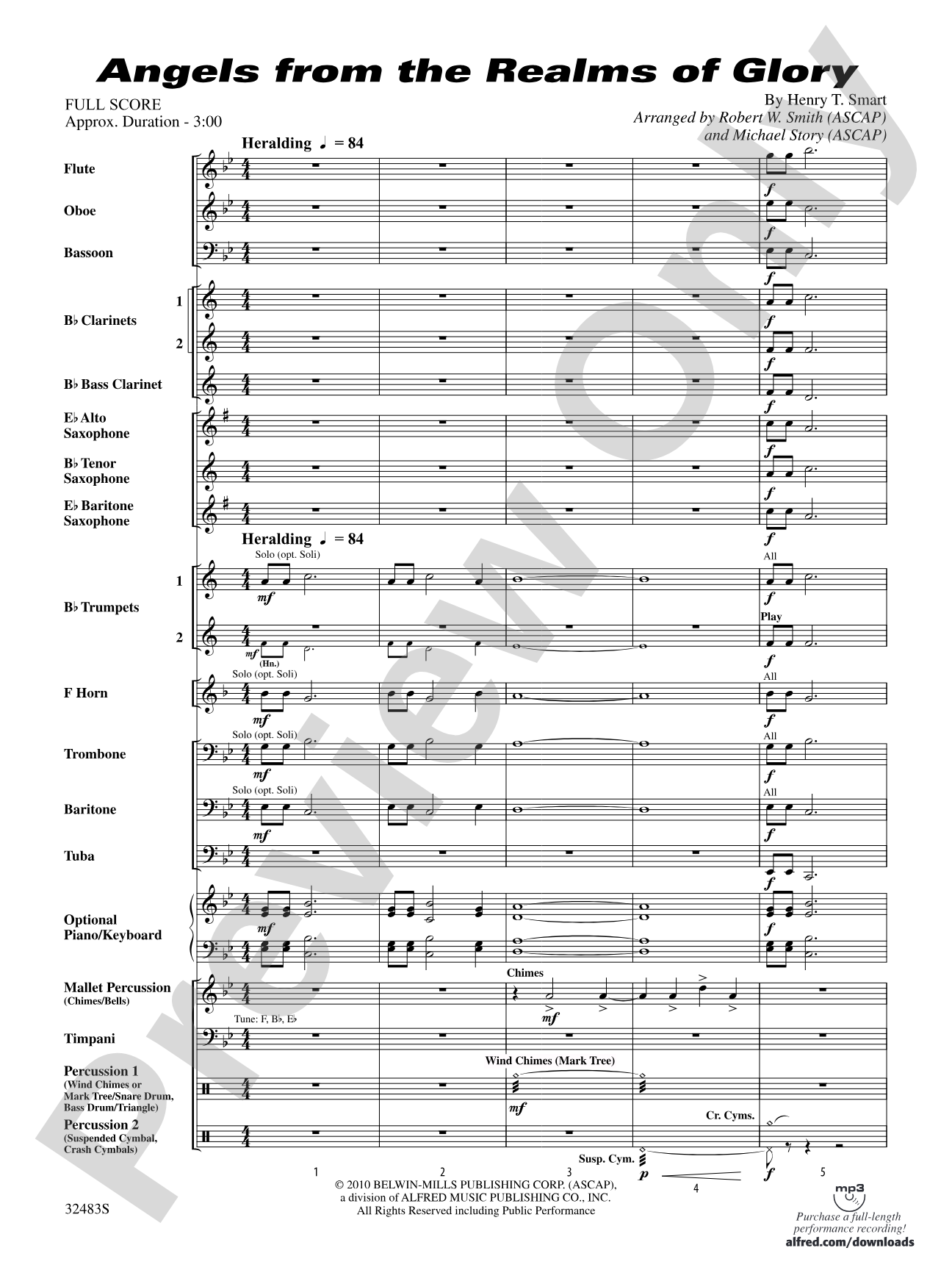 Angels from the Realms of Glory: Concert Band Conductor Score & Parts