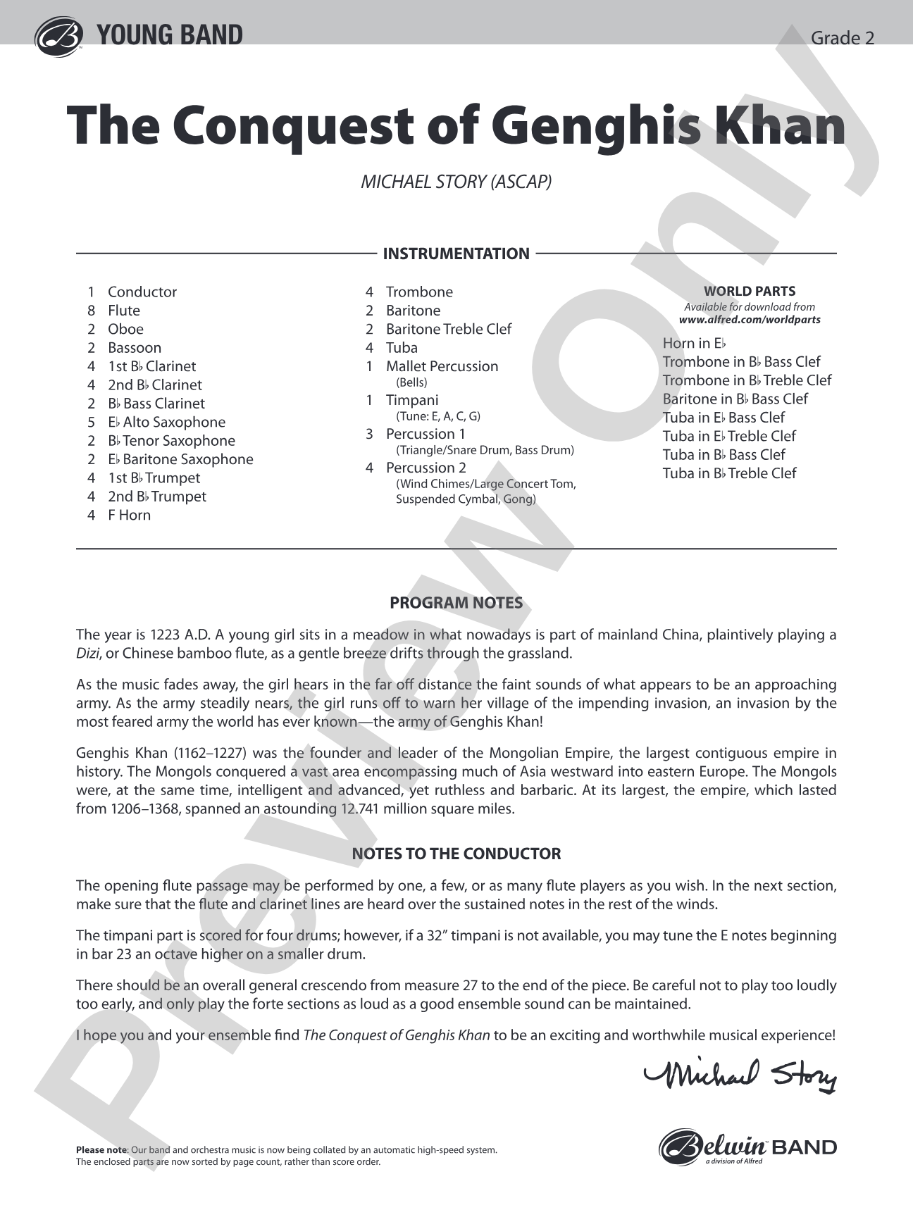 The Conquest of Genghis Khan: Score