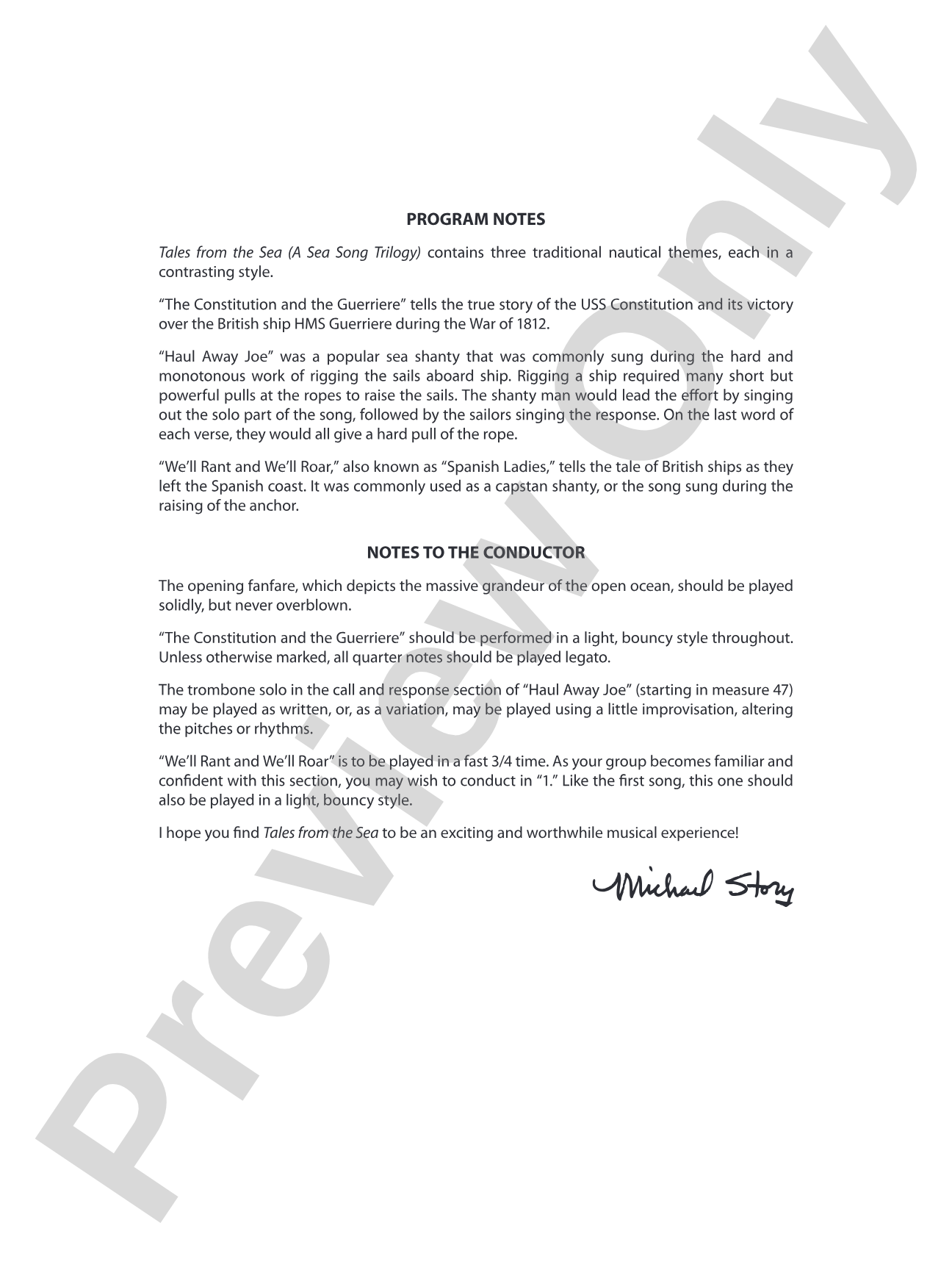 Tales from the Sea: Concert Band Conductor Score & Parts