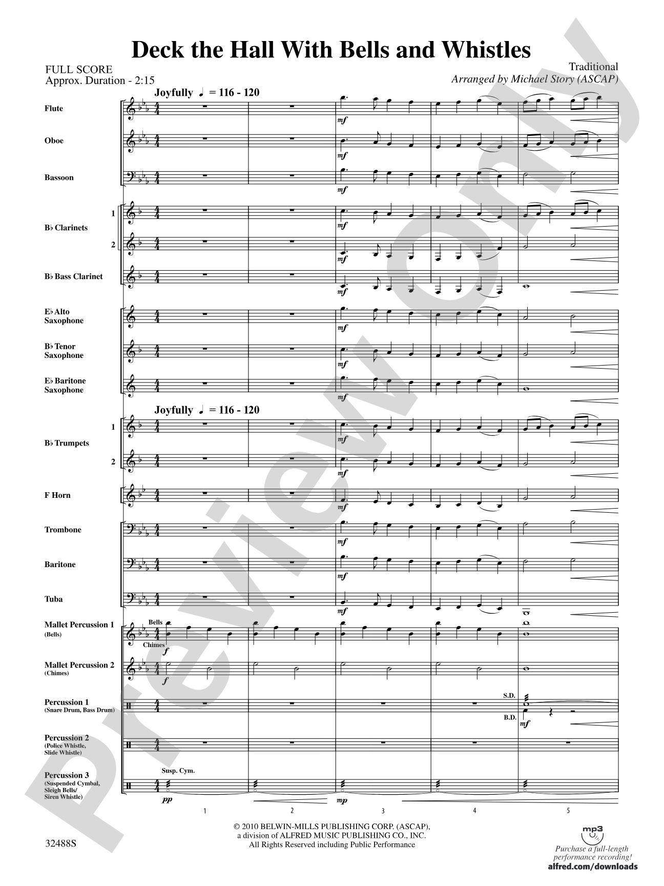 Deck the Hall with Bells and Whistles: Concert Band Conductor Score & Parts