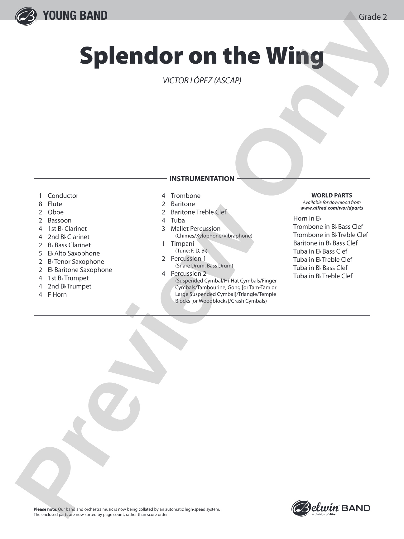 Splendor on the Wing: Concert Band Conductor Score & Parts