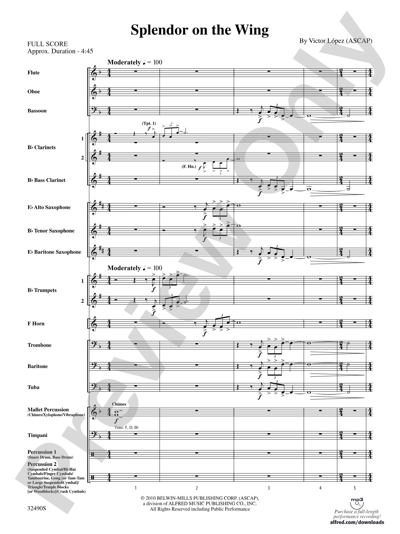 Splendor on the Wing: Concert Band Conductor Score & Parts