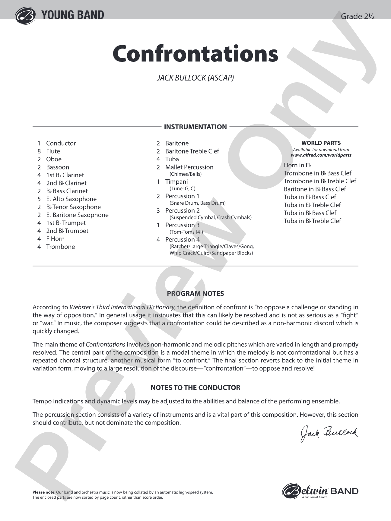 Confrontations: Concert Band Conductor Score & Parts