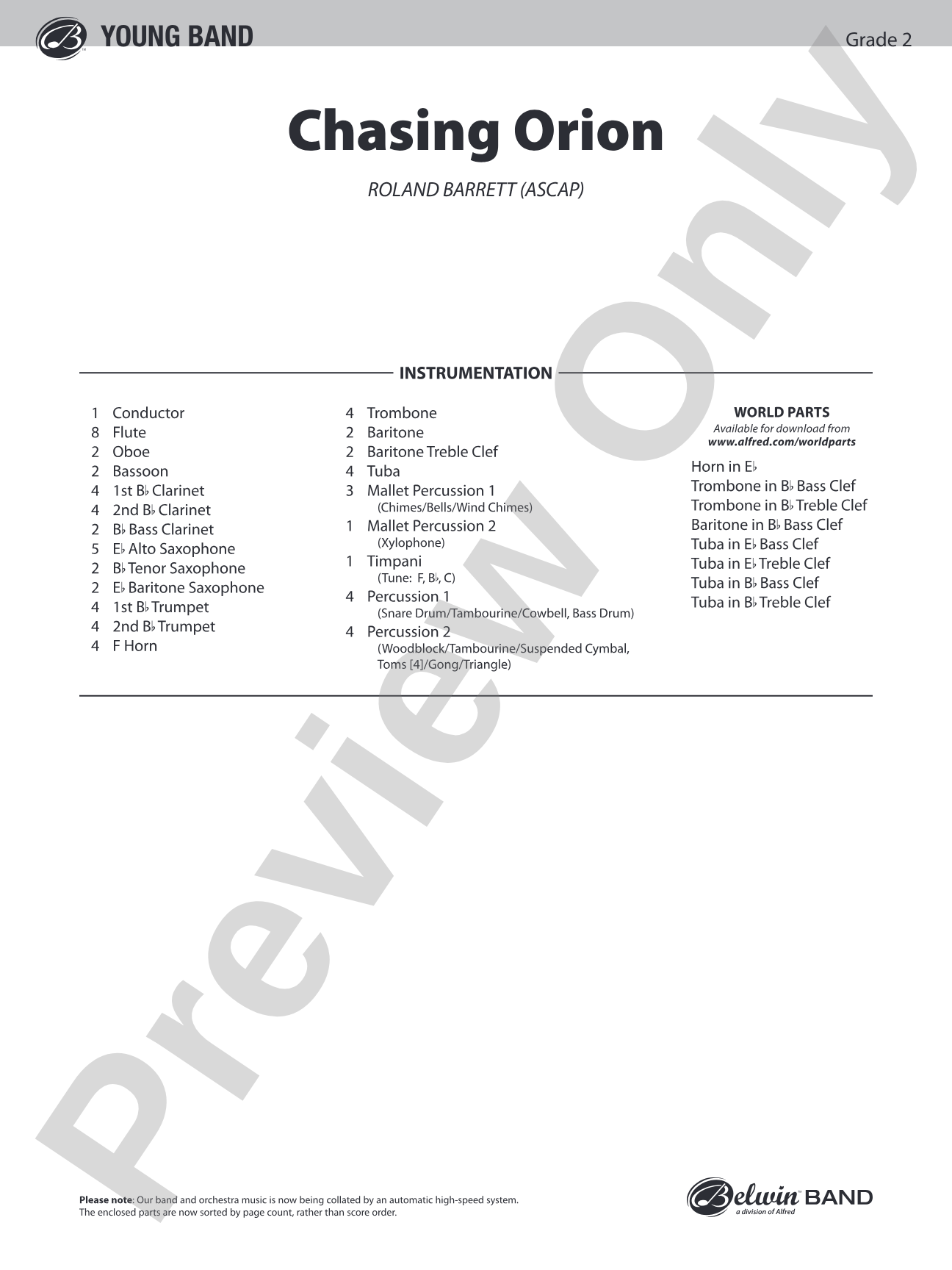 Chasing Orion: Concert Band Conductor Score & Parts