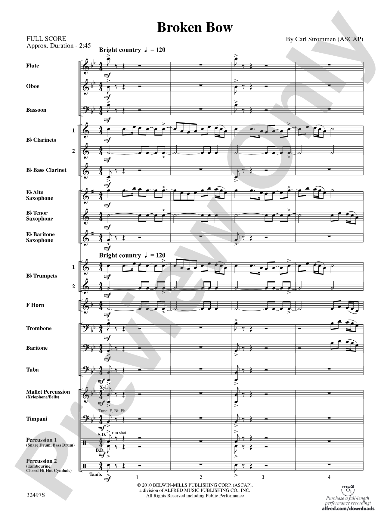 Broken Bow: Concert Band Conductor Score & Parts