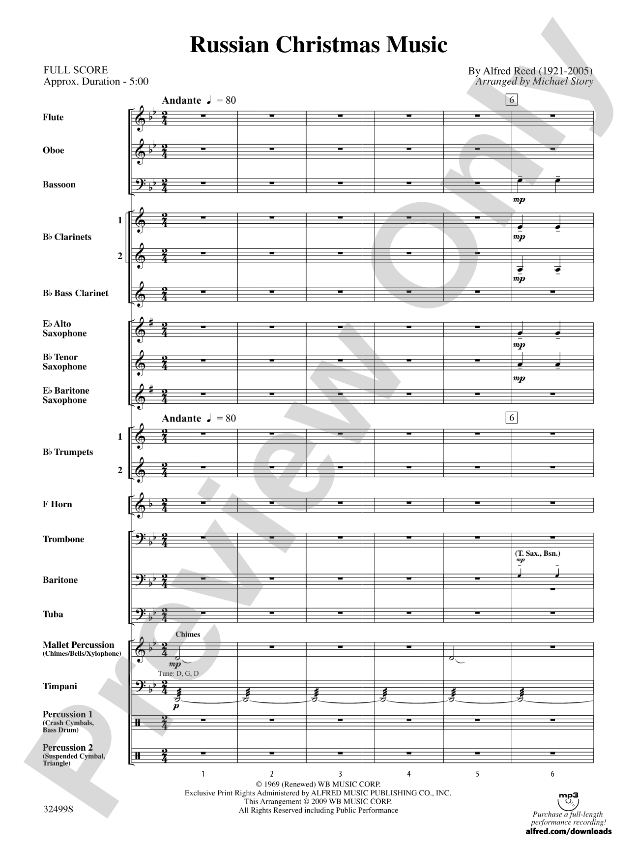 Russian Christmas Music: Concert Band Conductor Score & Parts
