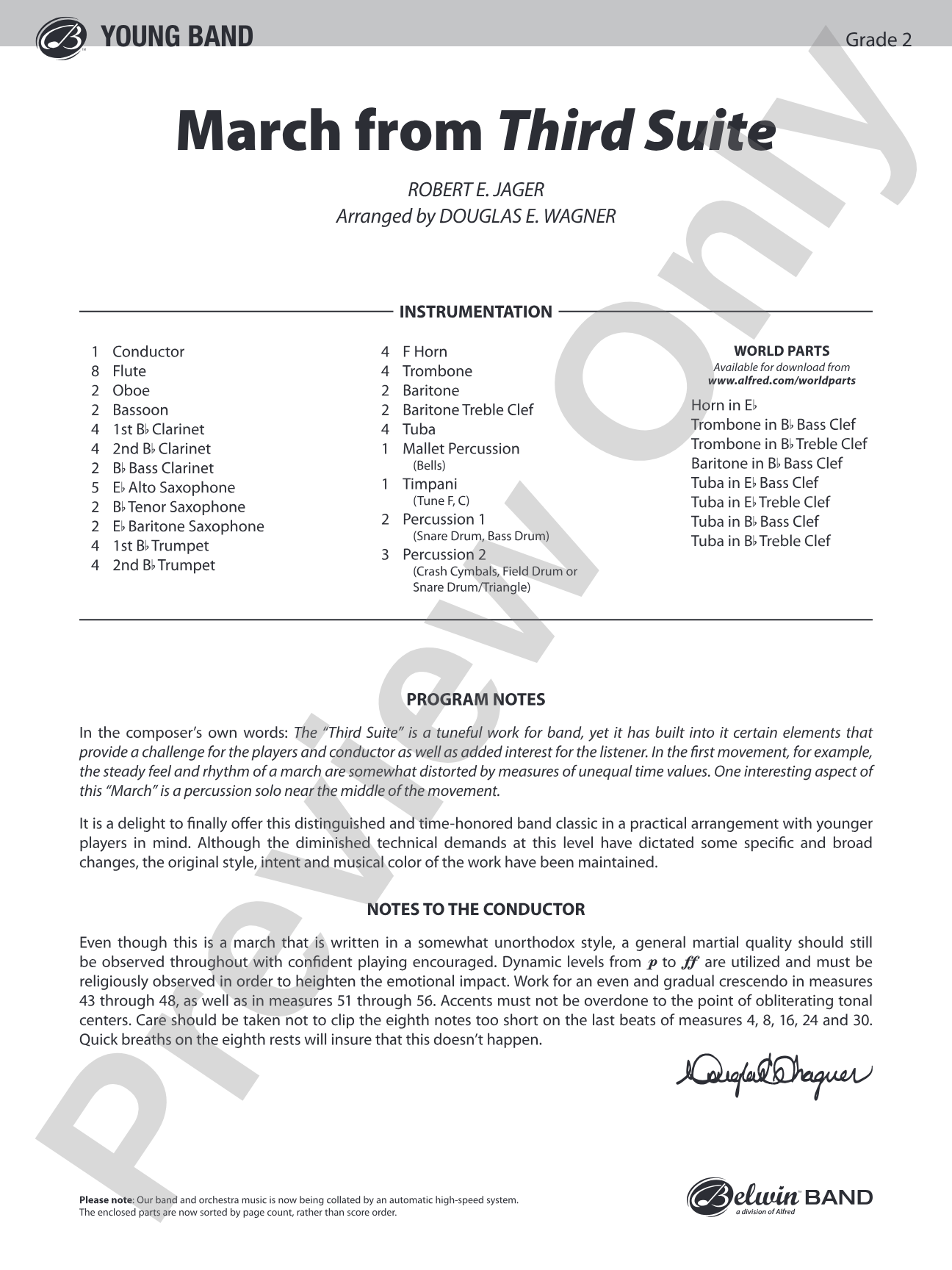 March from "Third Suite": Concert Band Conductor Score & Parts