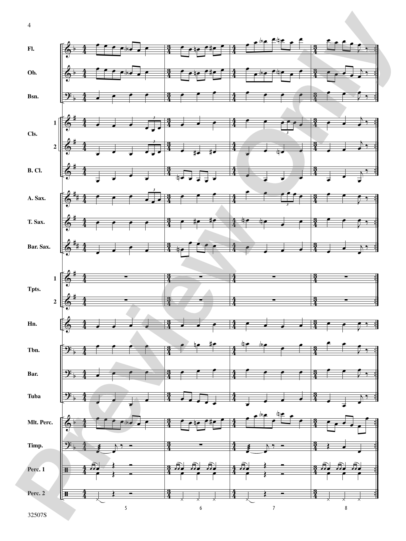 March from "Third Suite": Concert Band Conductor Score & Parts