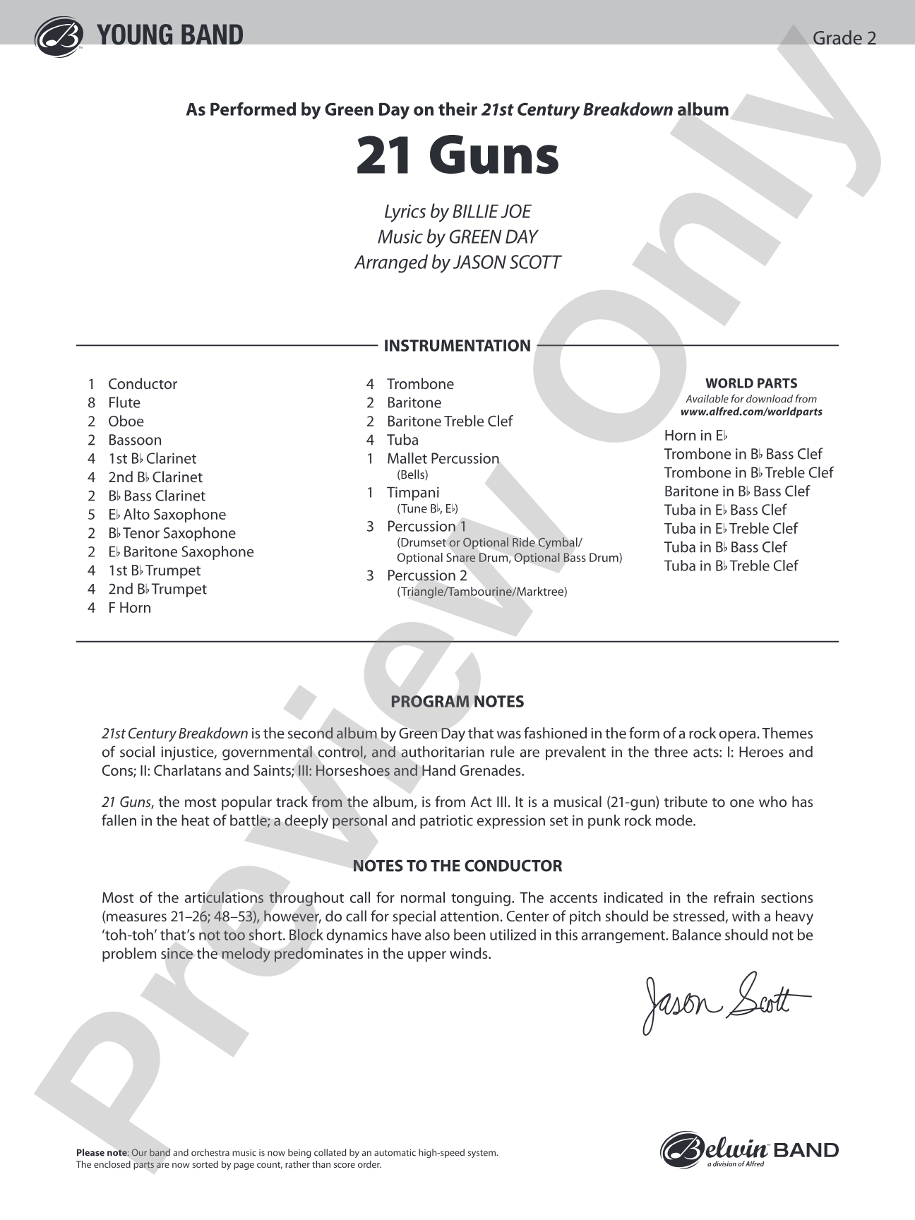21 Guns: Score