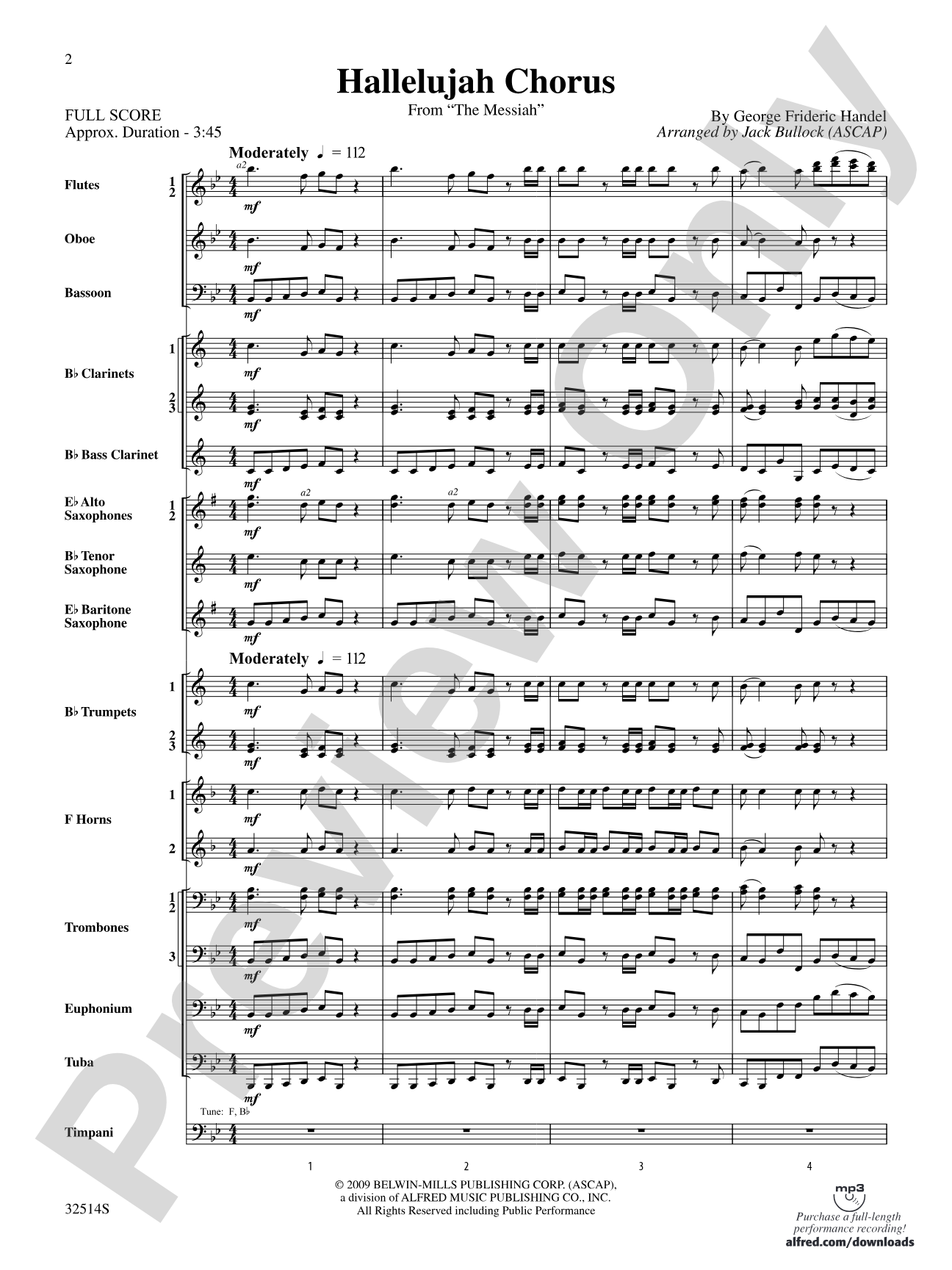Hallelujah Chorus (From The Messiah): Concert Band Conductor Score & Parts