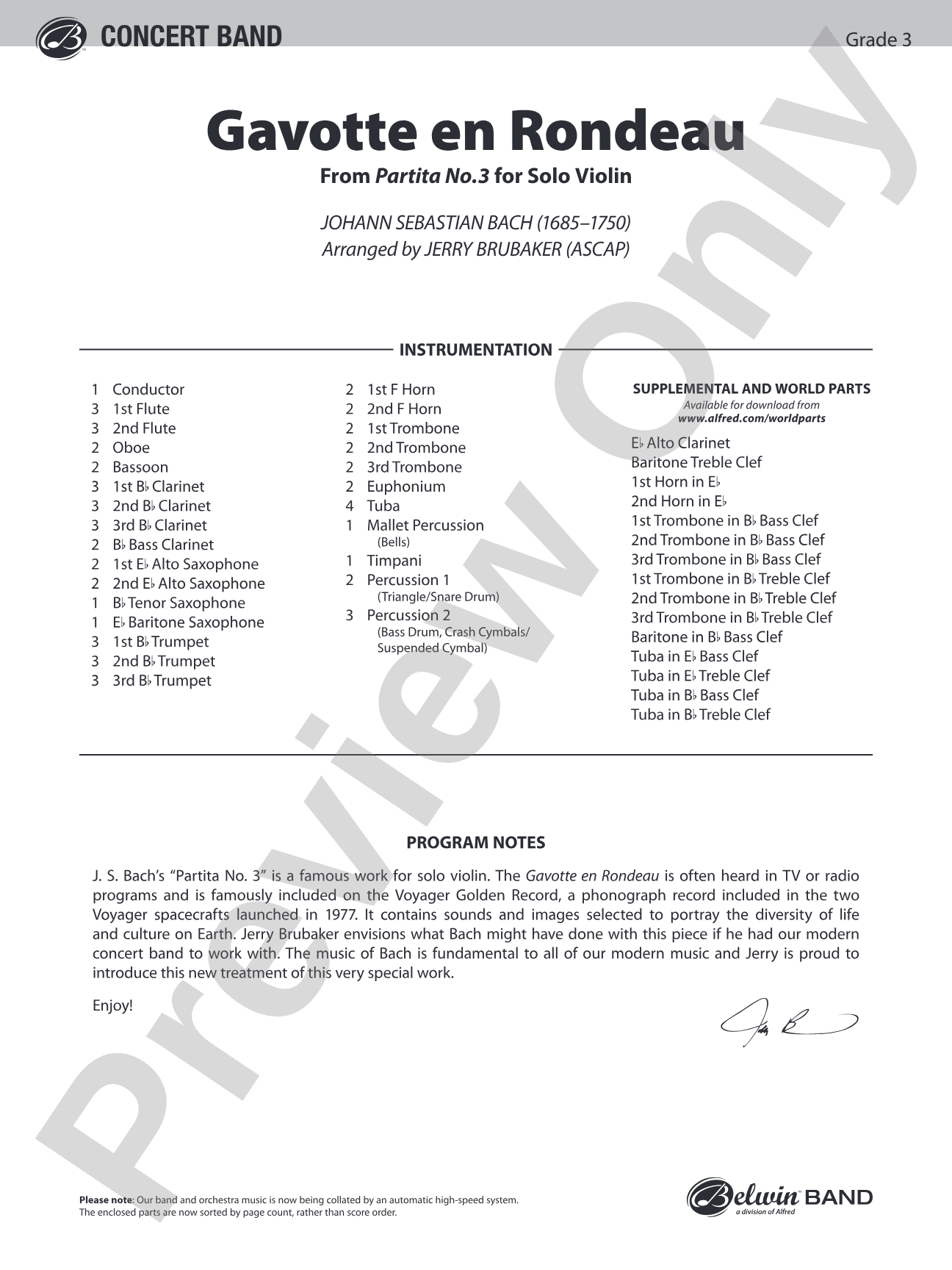 Gavotte en Rondeau: Concert Band Conductor Score & Parts