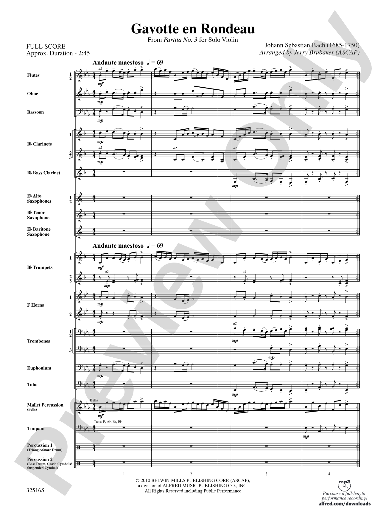 Gavotte en Rondeau: Concert Band Conductor Score & Parts