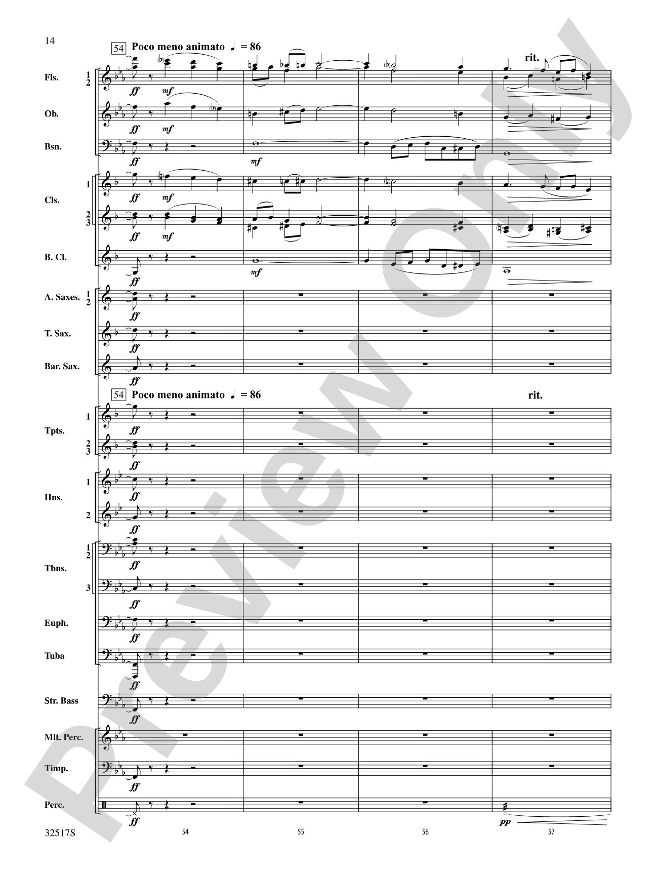 Vocalise, Op. 34, No. 14: Concert Band Conductor Score & Parts