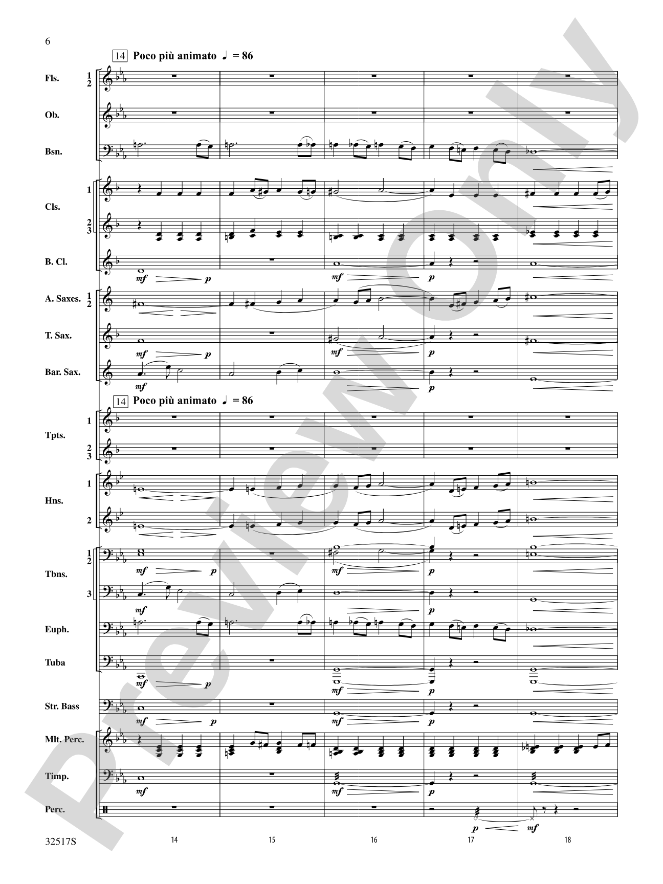 Vocalise, Op. 34, No. 14: Concert Band Conductor Score & Parts