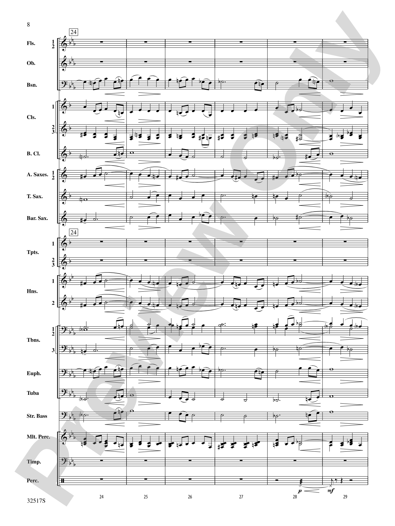 Vocalise, Op. 34, No. 14: Concert Band Conductor Score & Parts