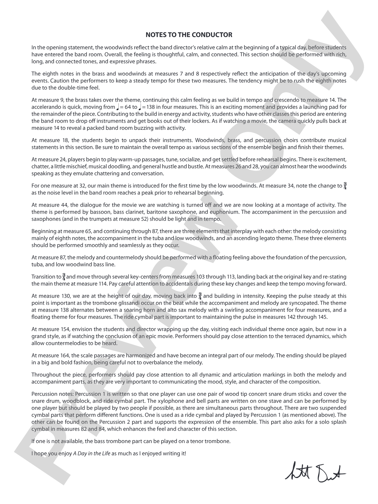 A Day in the Life: Concert Band Conductor Score & Parts