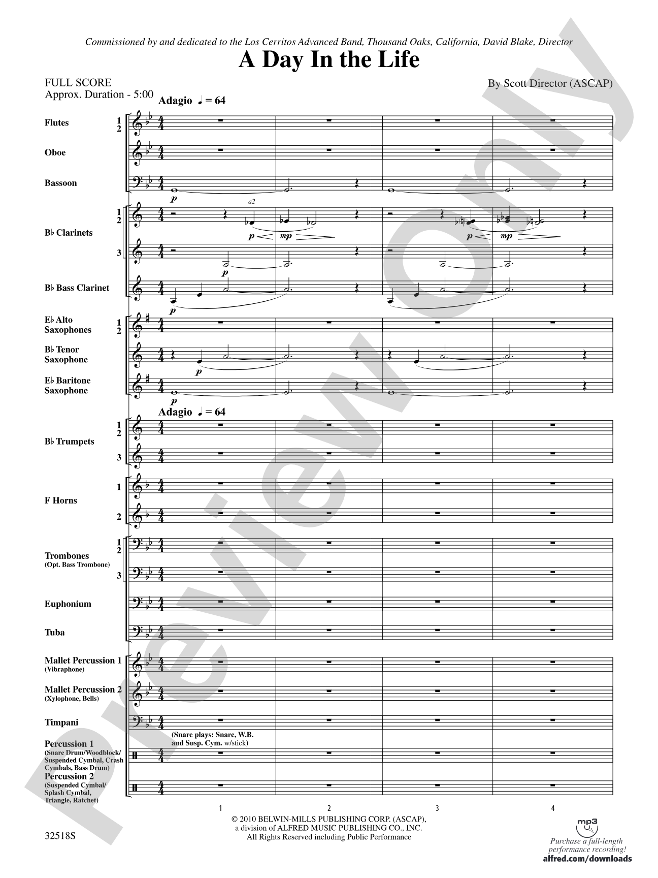A Day in the Life: Concert Band Conductor Score & Parts