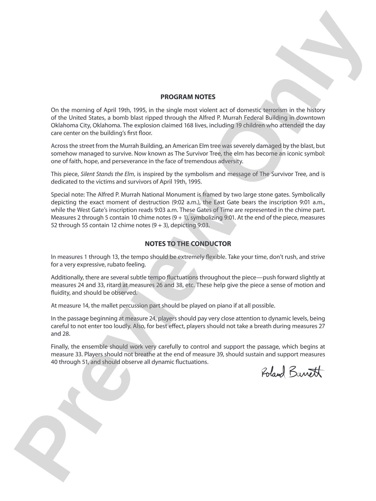 Silent Stands the Elm: Concert Band Conductor Score & Parts