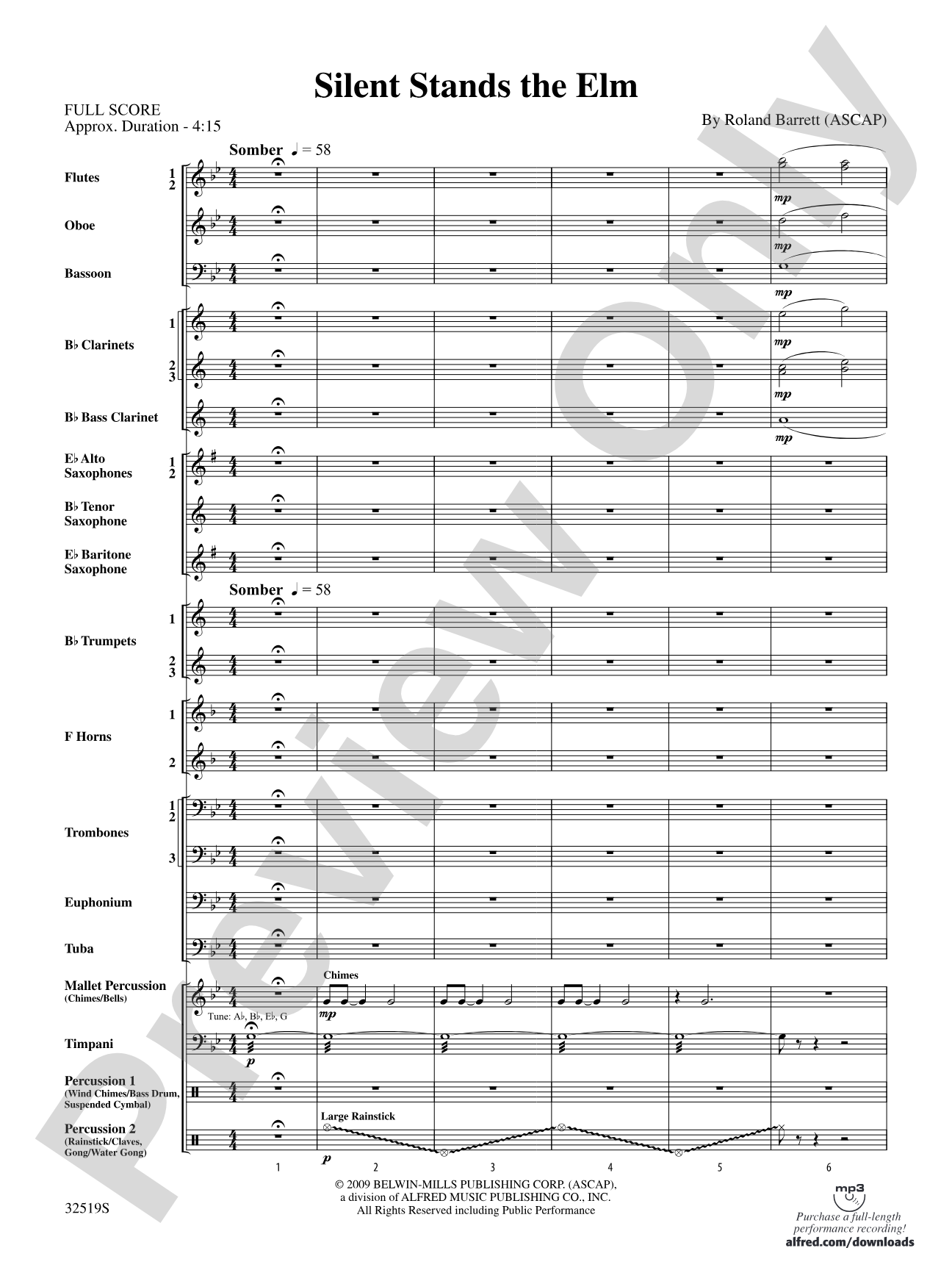 Silent Stands the Elm: Concert Band Conductor Score & Parts