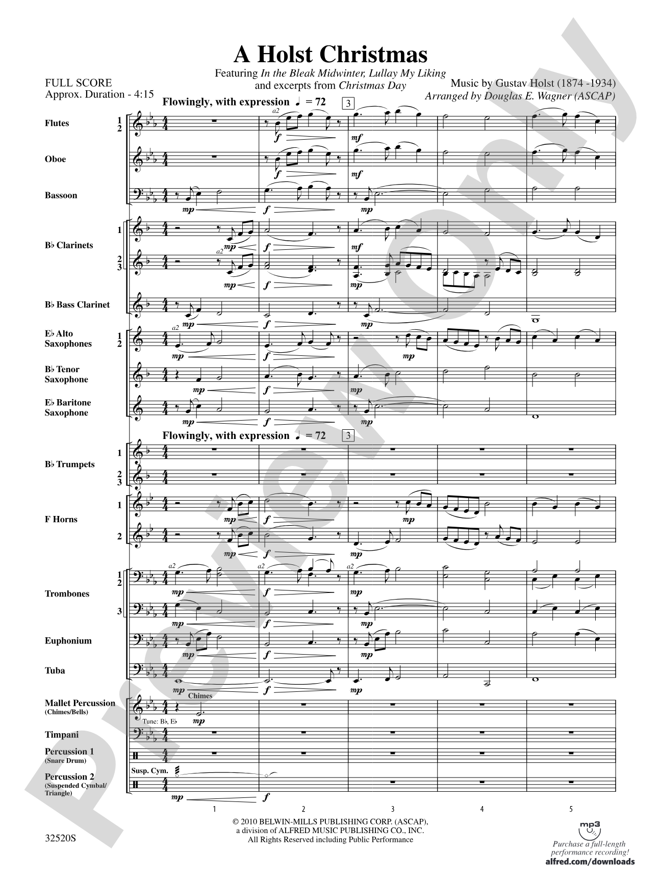 A Holst Christmas: Concert Band Conductor Score & Parts