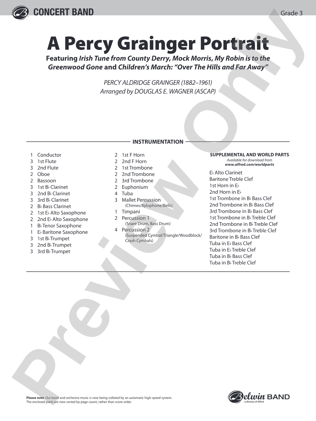 A Percy Grainger Portrait: Concert Band Conductor Score & Parts