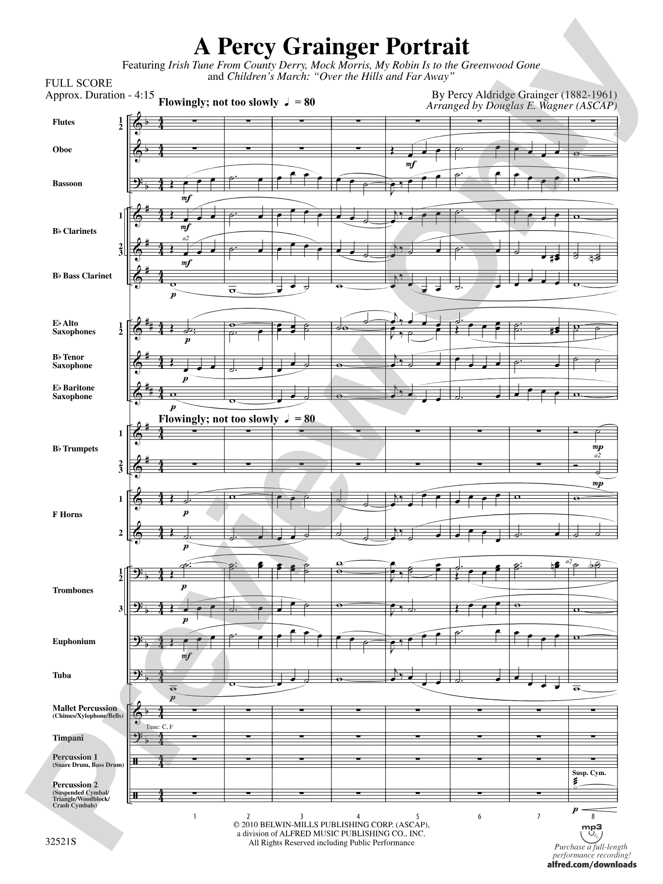 A Percy Grainger Portrait: Concert Band Conductor Score & Parts