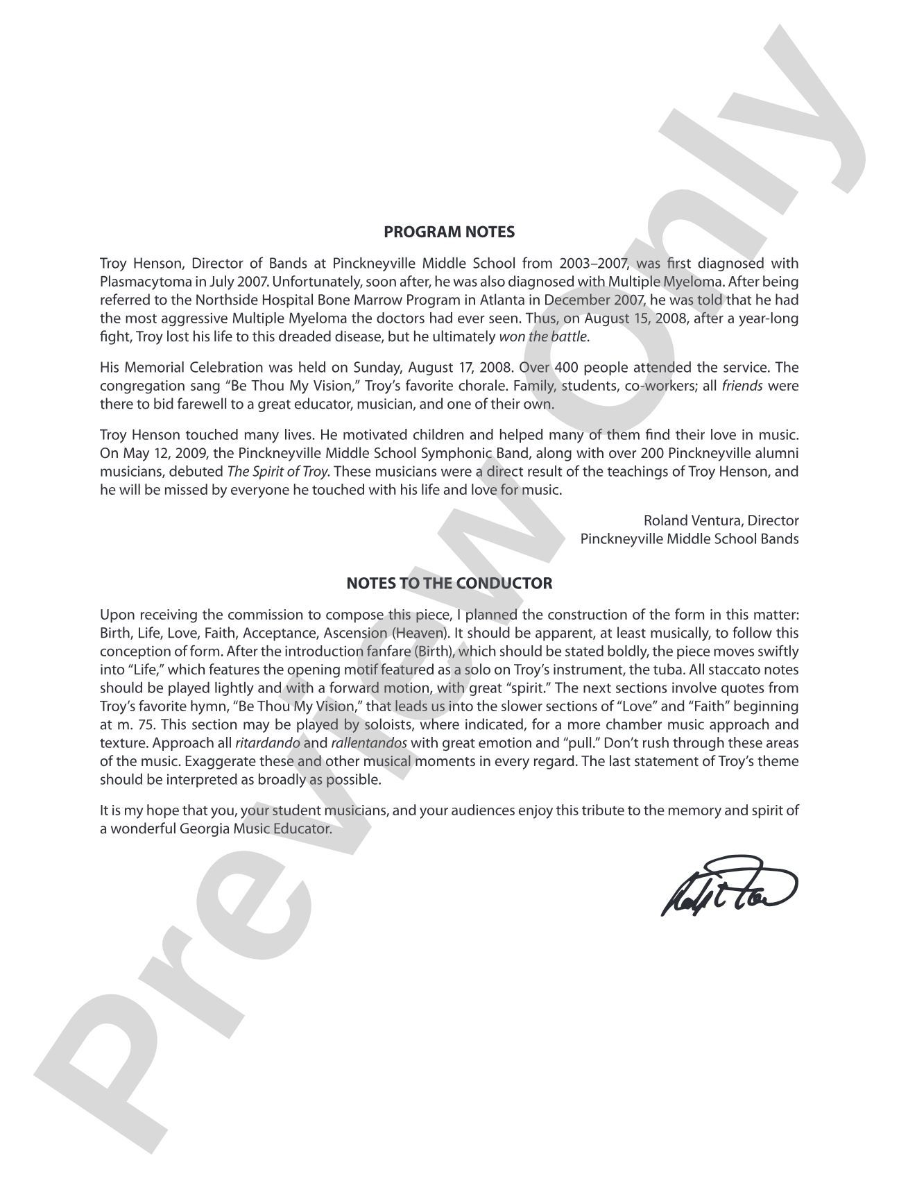 The Spirit of Troy: Concert Band Conductor Score & Parts