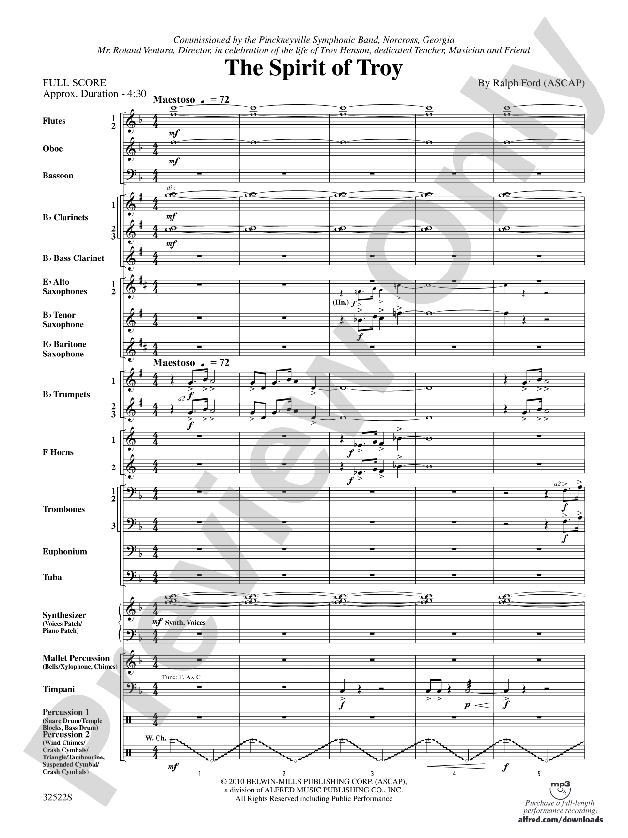 The Spirit of Troy: Concert Band Conductor Score & Parts