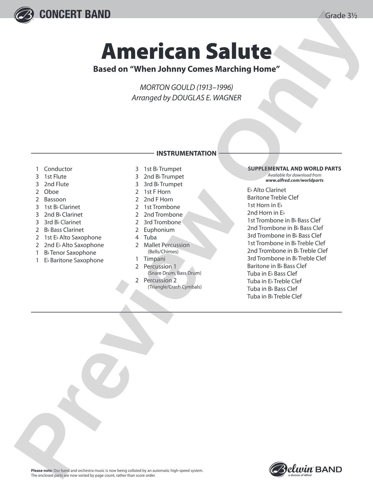 American Salute: Concert Band Conductor Score & Parts