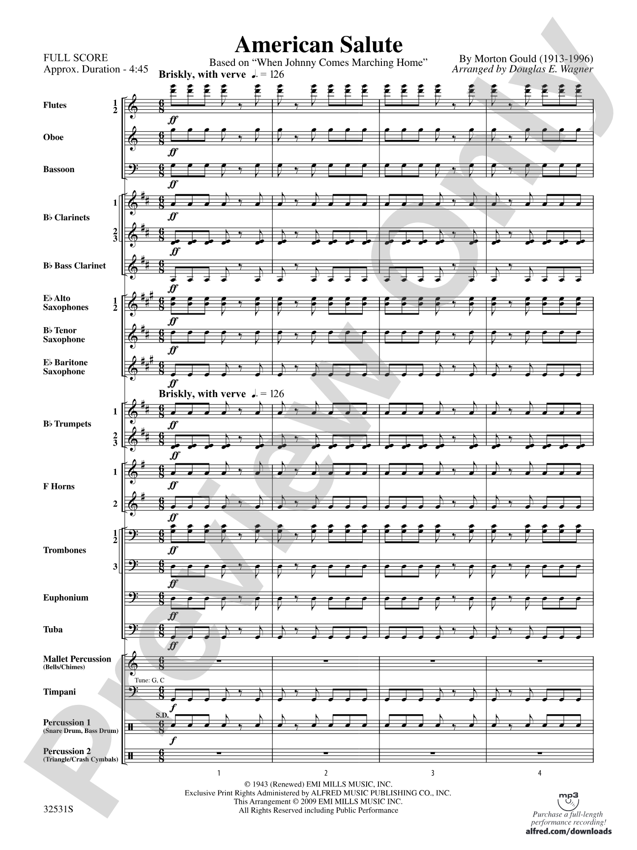 American Salute: Concert Band Conductor Score & Parts