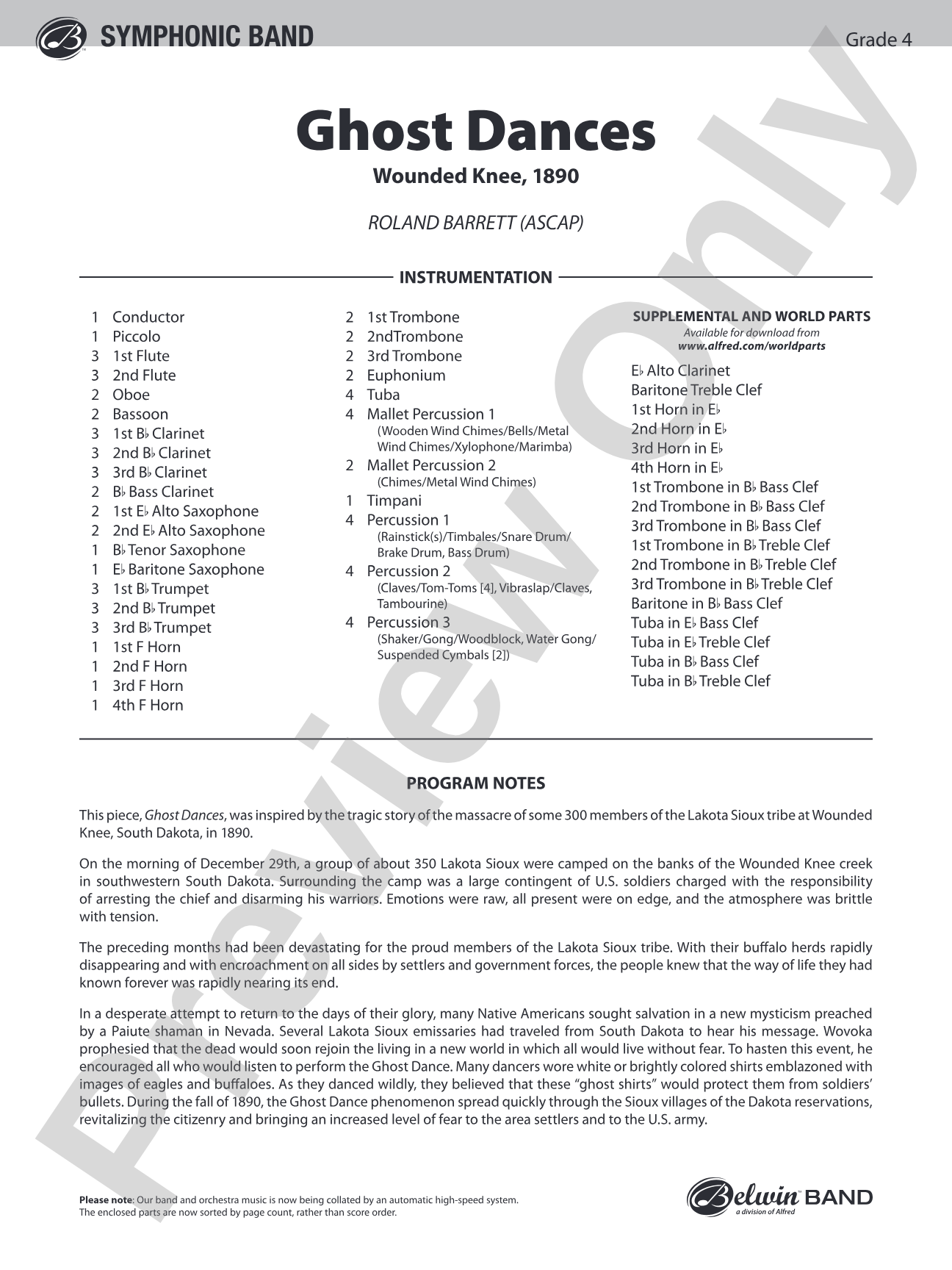 Ghost Dances: Concert Band Conductor Score & Parts