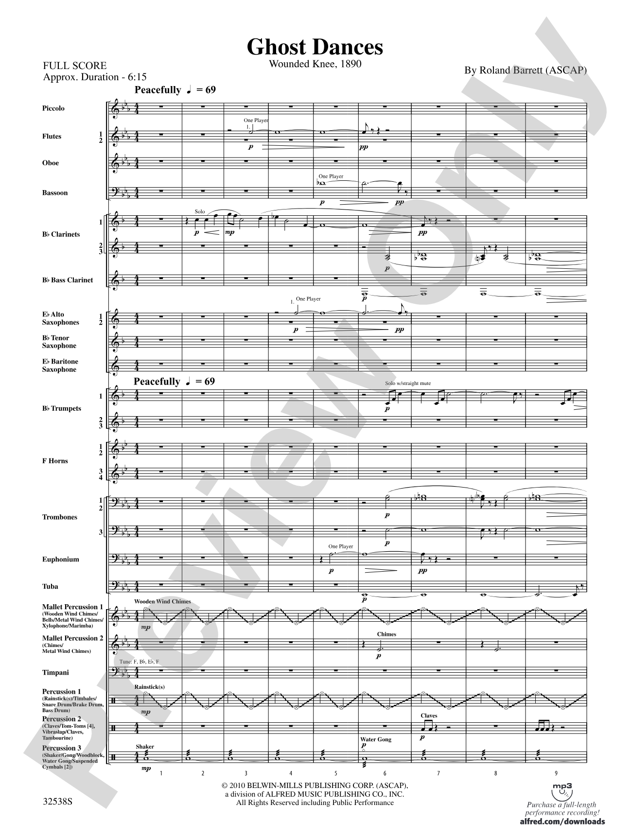 Ghost Dances: Concert Band Conductor Score & Parts