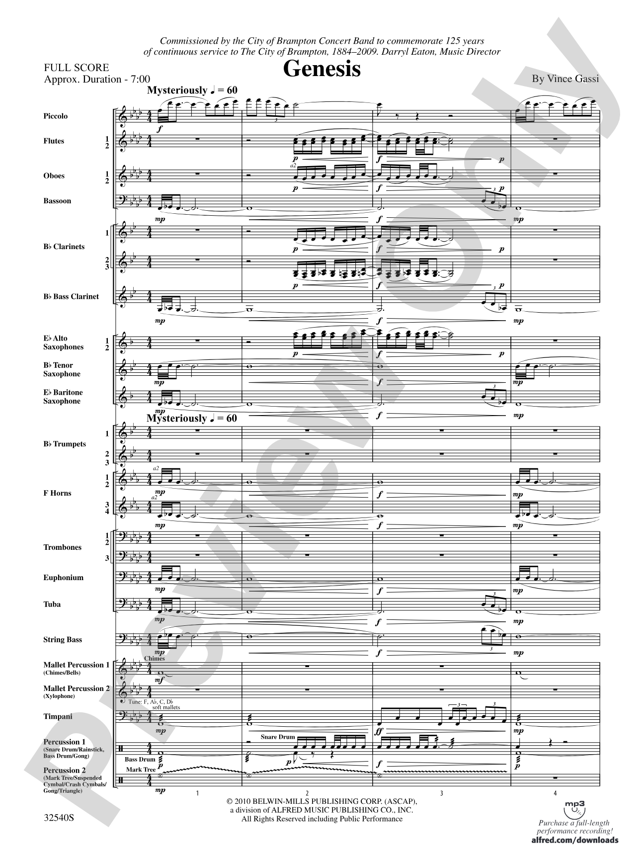 Genesis: Concert Band Conductor Score & Parts