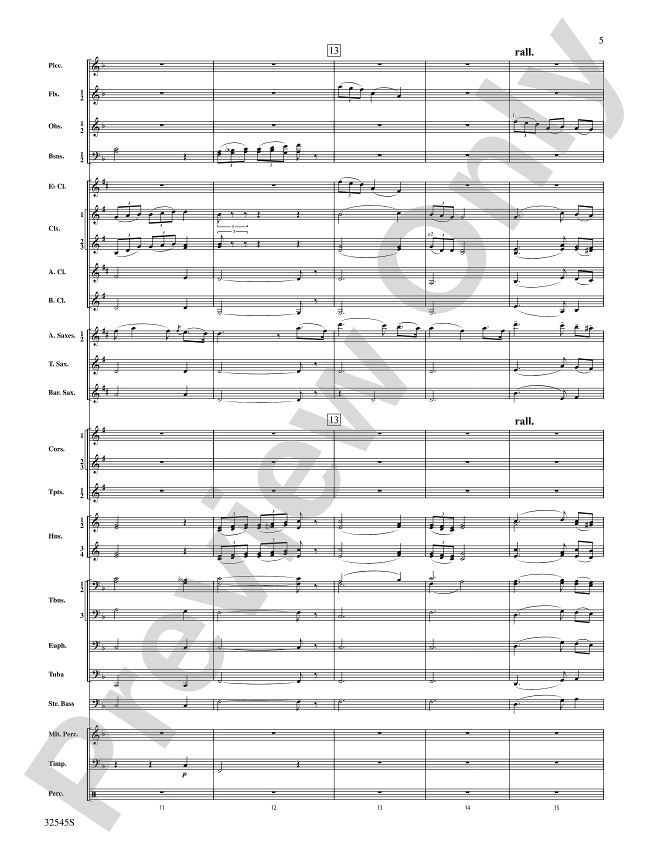 The Last Rose of Summer (from the Irish Suite): Concert Band Conductor Score & Parts