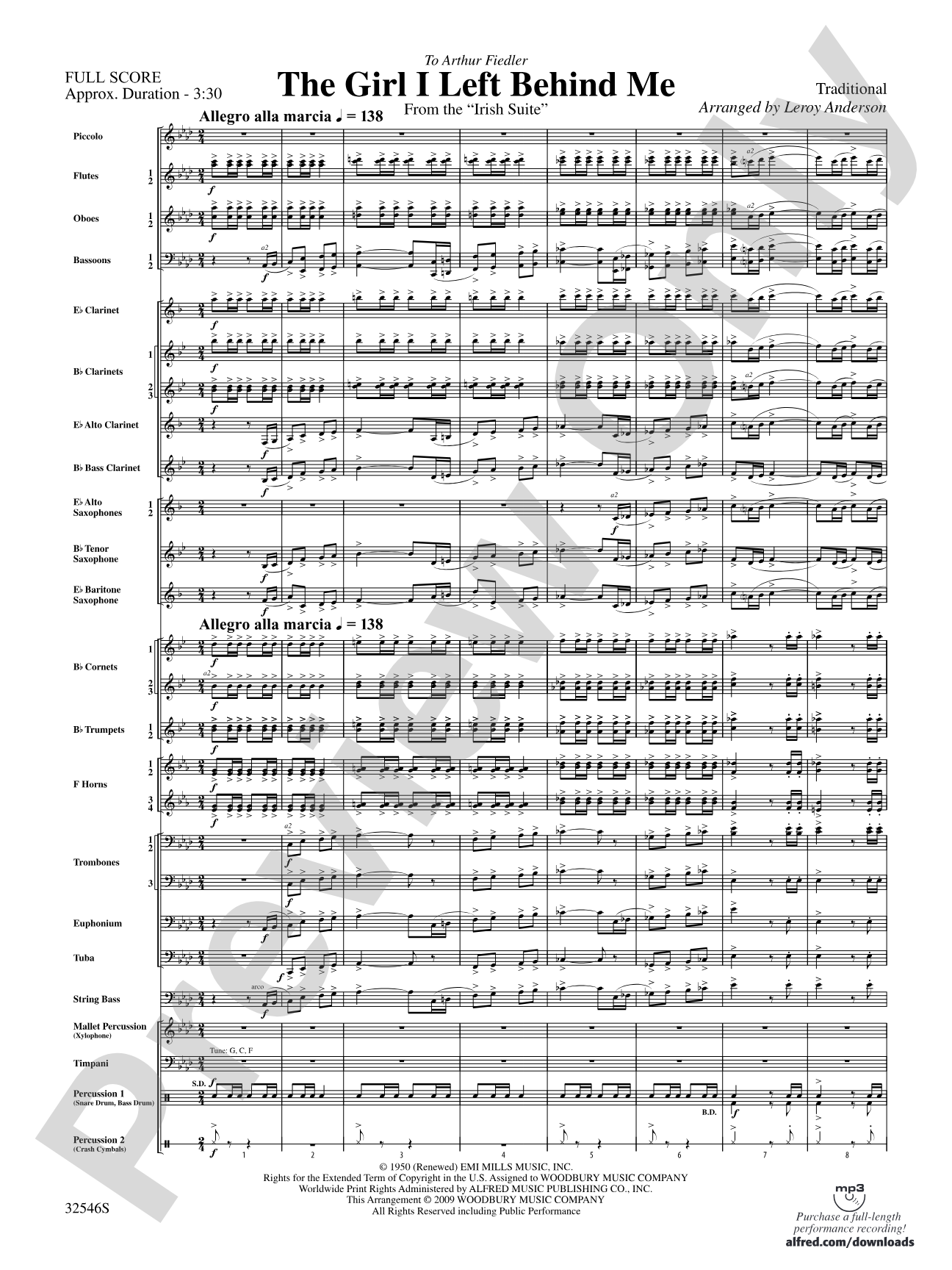 The Girl I Left Behind Me (from the Irish Suite): Concert Band Conductor Score & Parts